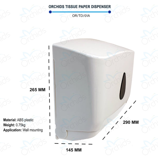 Orchids Tissue Paper Dispenser Compact Design ABS, Lightweight, Wall-Mounted  OR/TD/01A