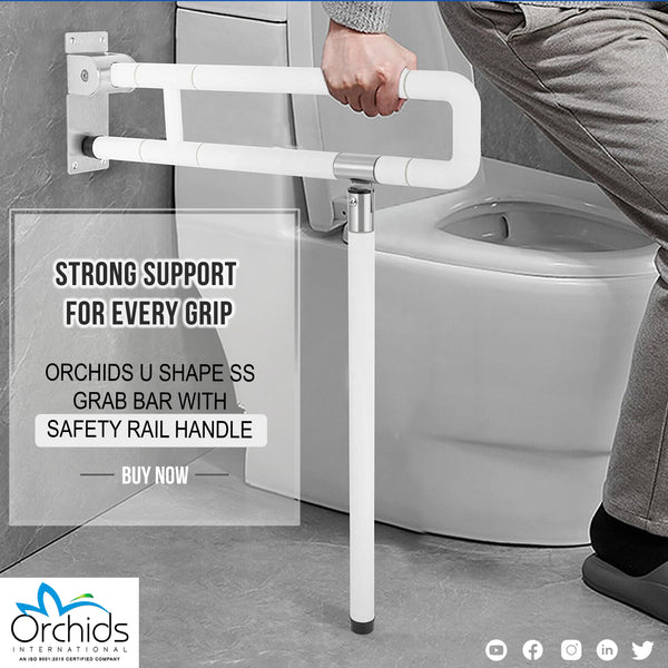 Orchids U Shape SS Grab Bar with Safety Rail Handle